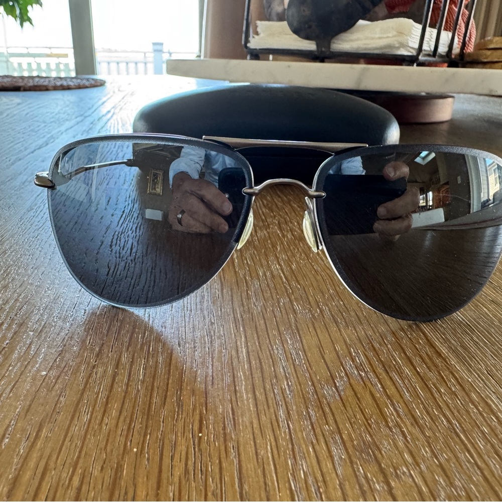 Oakley Gray and Black Aviator Sunglasses